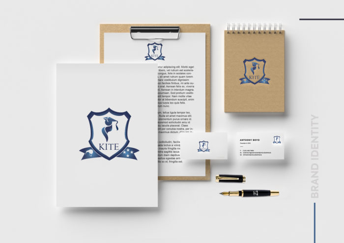 Kite Group, Brand Identity, collateral, kiwi group of institute of technology and education, poster design, letterpad design, card, pen